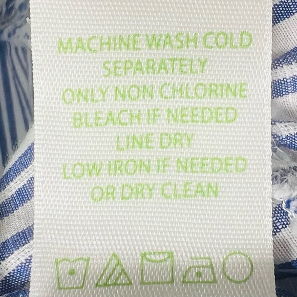 LILLY PULITZER Ellis Peplum Blue Stripe Eyelet Ruffle Sleeveless Top Blo… - Picture 12 of 13